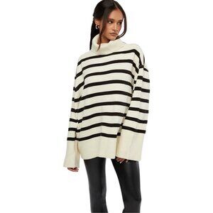 WeWoreWhat Striped Turtlneck Chunky Sweater Oversized Size L/XL Women's